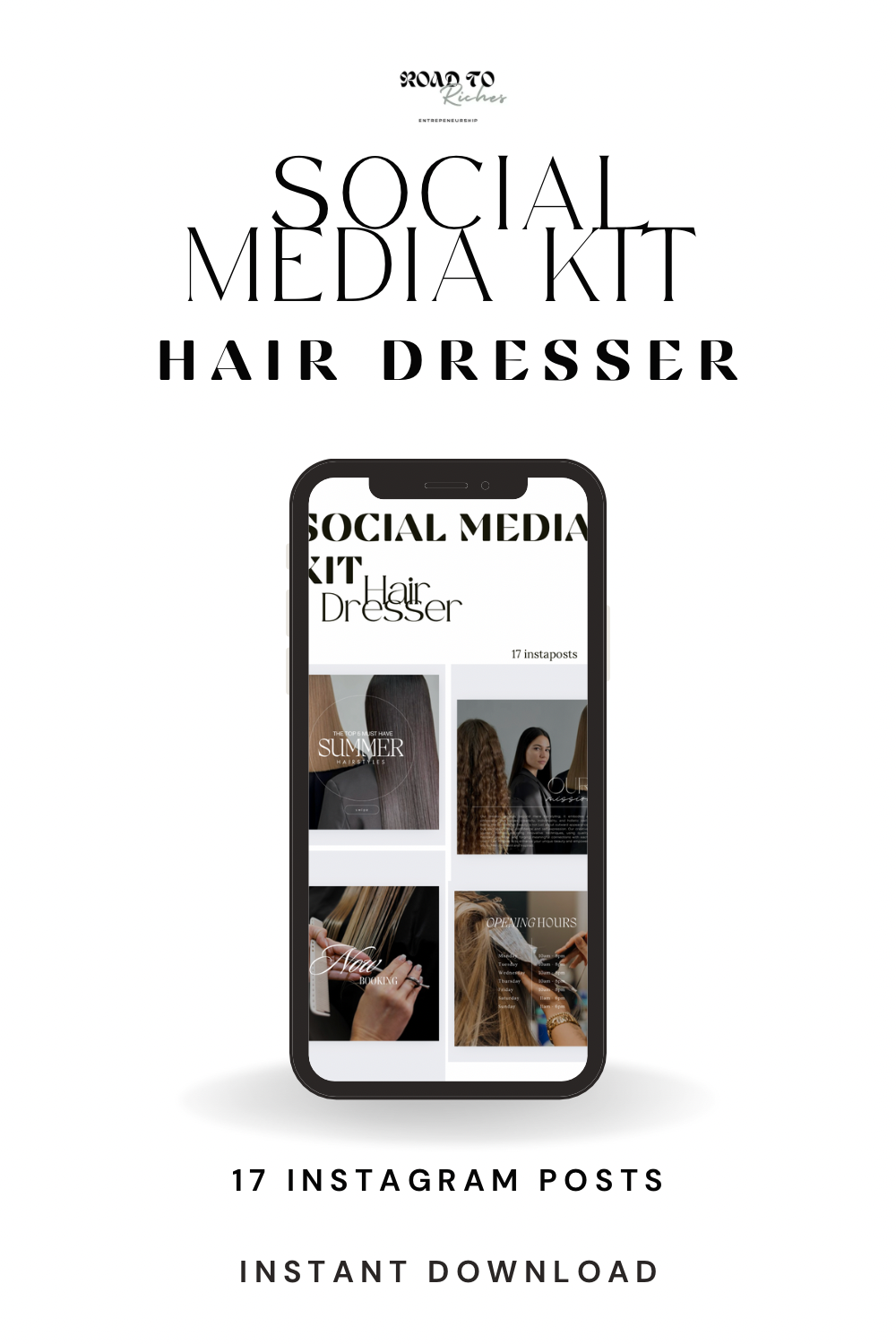 Social media template kit hairdresser 17 instagram posts